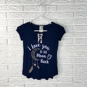 Lily Bleu Girls I Love You to the Moon & Back Shirt Peplum Back Small 7-8